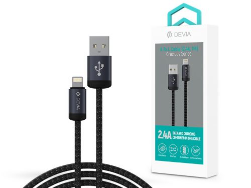 Devia Gracious Series v2 12W USB/Lightning adat-és töltőkábel 1m - fekete