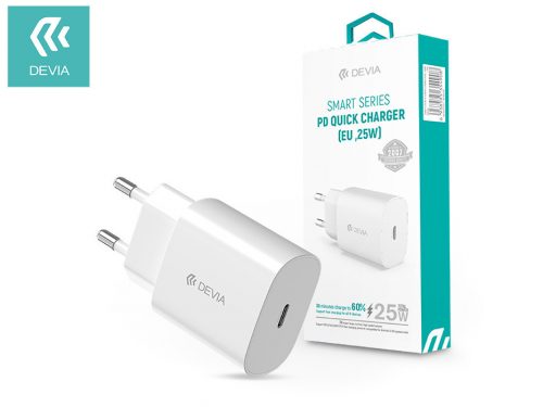 Devia hálózati töltő adapter Type-C bemenettel - 25W - Devia Smart Series PD3.0 Quick Charger - fehér