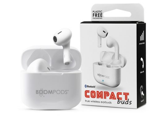 Boompods TWS Bluetooth sztereó headset v5.0 + töltőtok - Boompods Compact Buds TWS with Charging Case - fehér