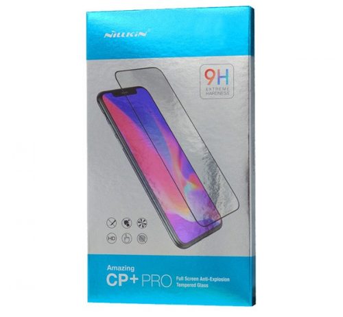 Xiaomi Mi 9 / Mi 9 Explorer, Kijelzővédő fólia, ütésálló fólia (az íves részre is!), Tempered Glass (edzett üveg), Full Glue, Nillkin, CP+ PRO, fekete