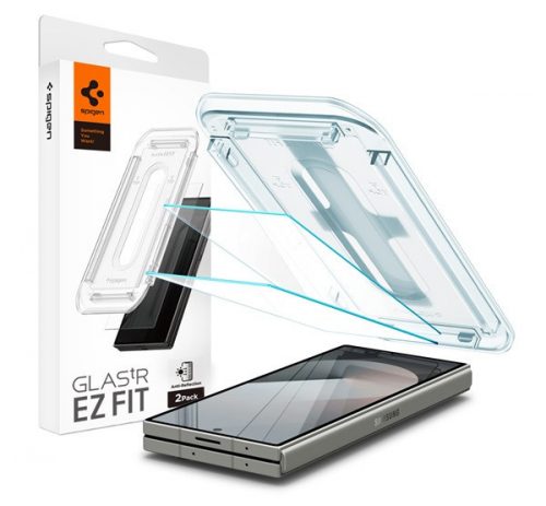 Samsung Galaxy Z Fold6 SM-F956B, Kijelzővédő fólia, ütésálló fólia az íves részre nem hajlik rá!), Tempered Glass (edzett üveg), tükröződésmentes, Előlapi kijelzőre, Spigen Ez Fit Anti-Reflection, Clear, 2 db / csomag