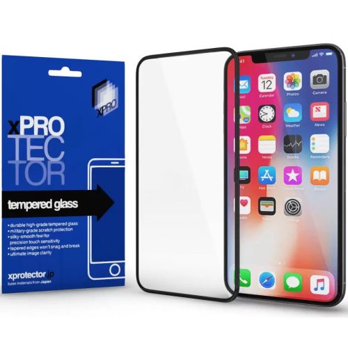 Apple iPhone 15 Plus / 16 Plus, Kijelzővédő fólia, ütésálló fólia (az íves részre is!), Tempered Glass (edzett üveg), Xprotector Full 3D, fekete